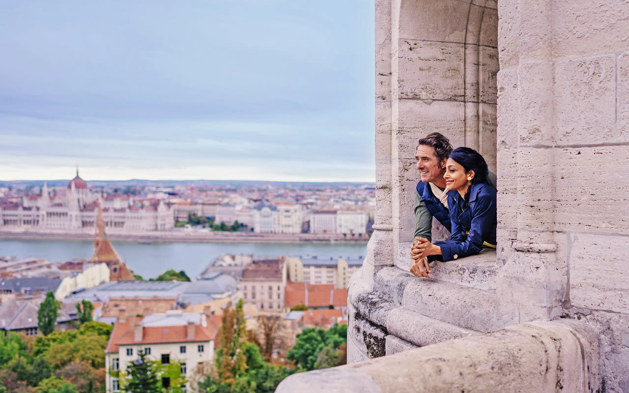 Couple enjoying Budapest, Hungary