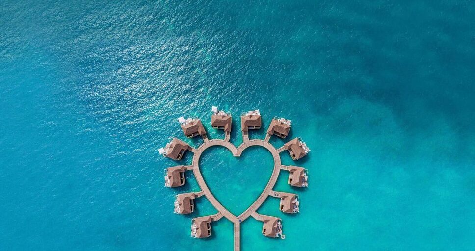 An aerial view of the bungalows that await your arrival in South Shore. Photo: courtesy of Sandals