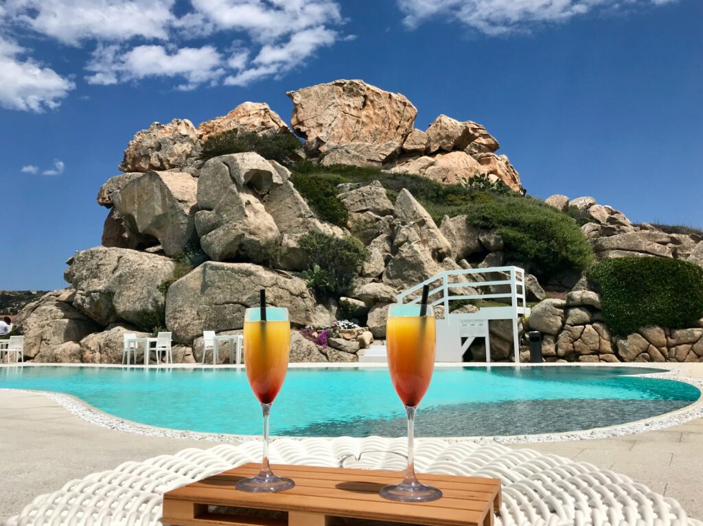hotel pool with drinks