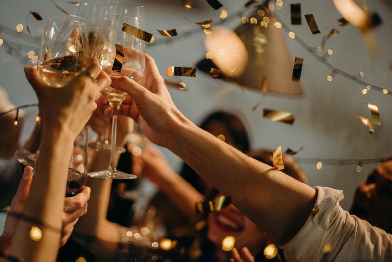 Beautiful party decorations with balloons and streamers