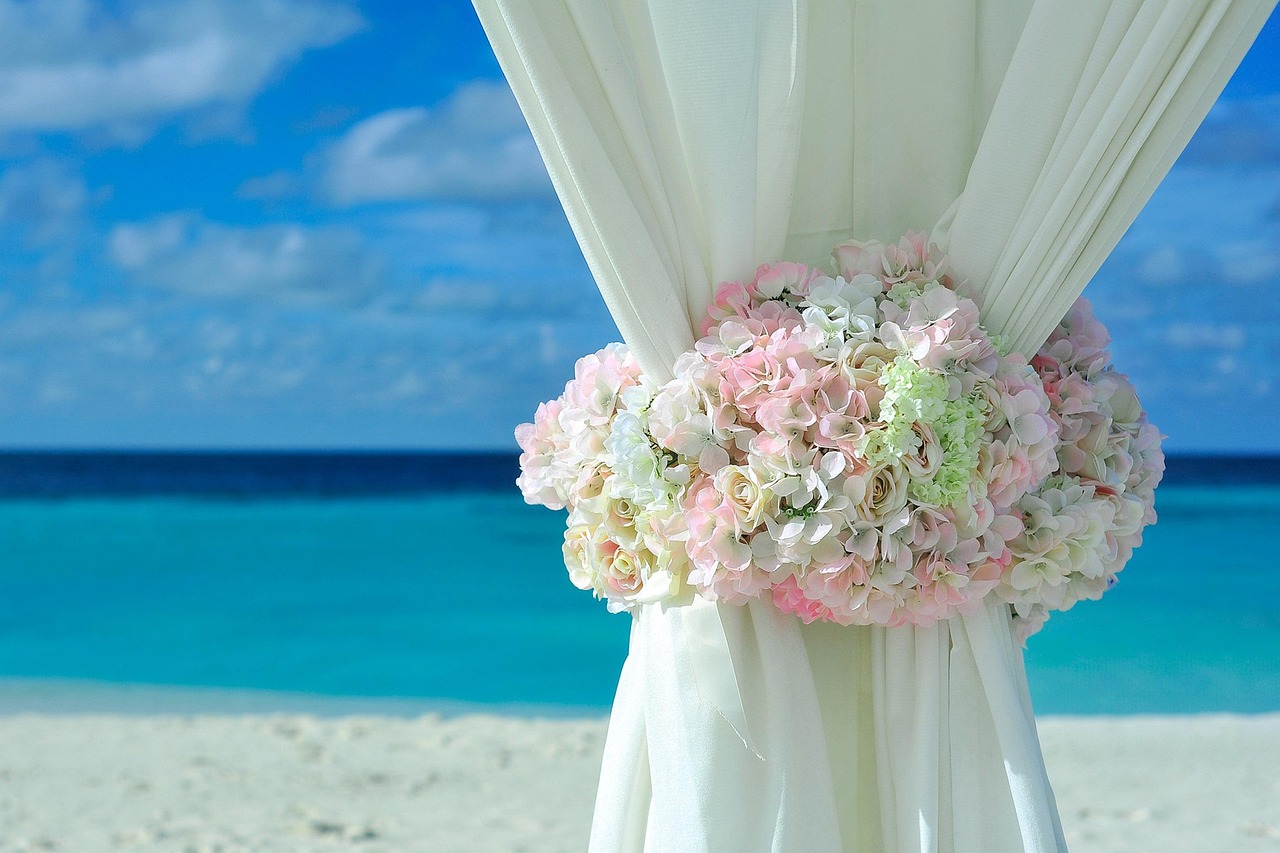 Tropical beach wedding setup