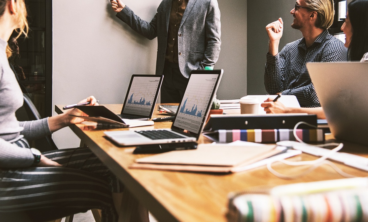 Professional team collaborating in modern office