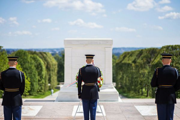 The changing of the guard at the Tomb of the Unknown Soldier