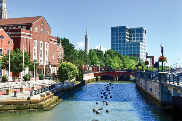 The river walk in downtown Providence