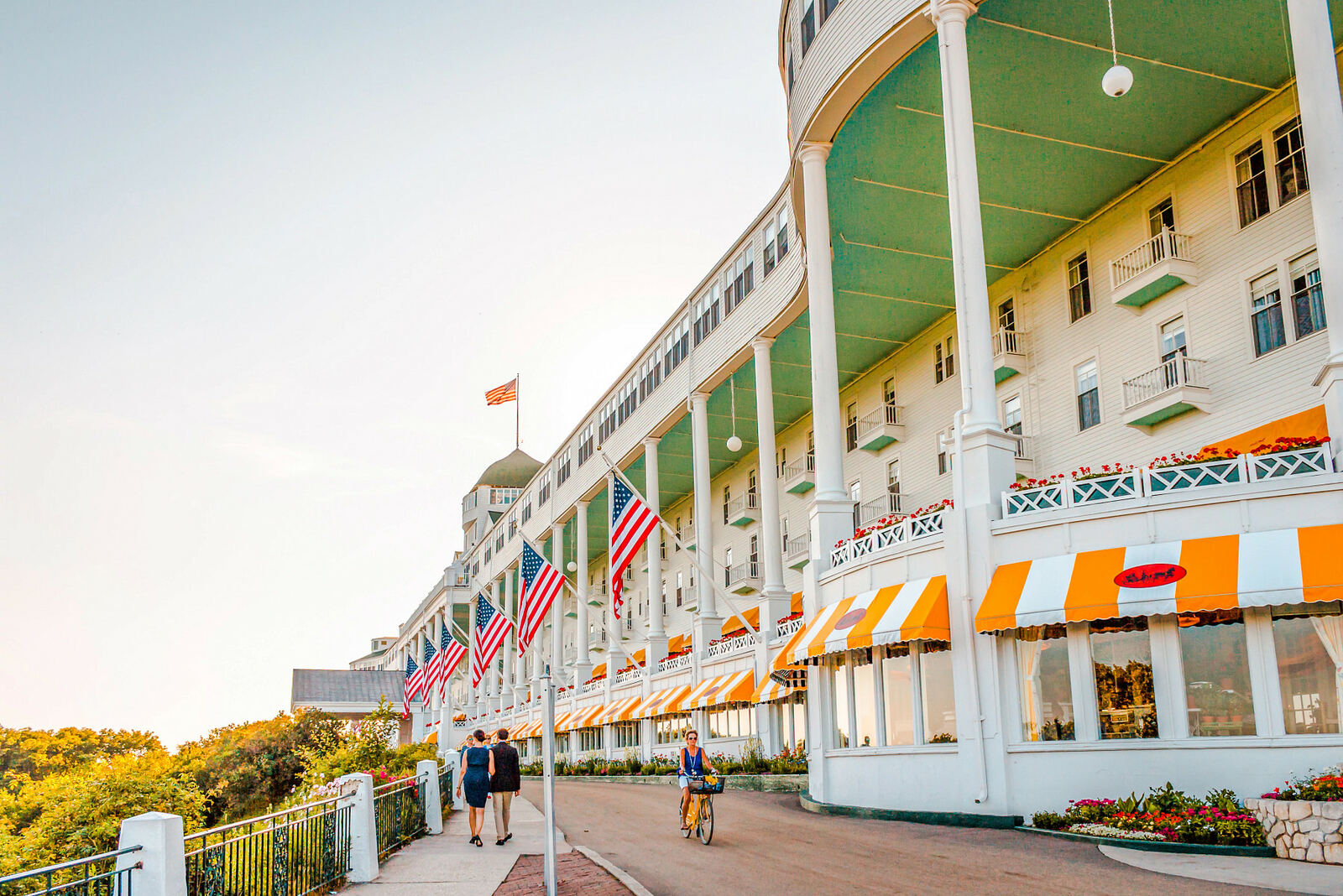 The Grand Hotel’s long porch and yellow awnings