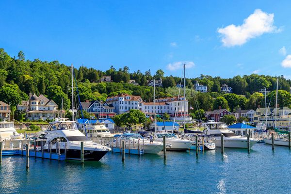 Sailboats in the Mackinac Island marina
