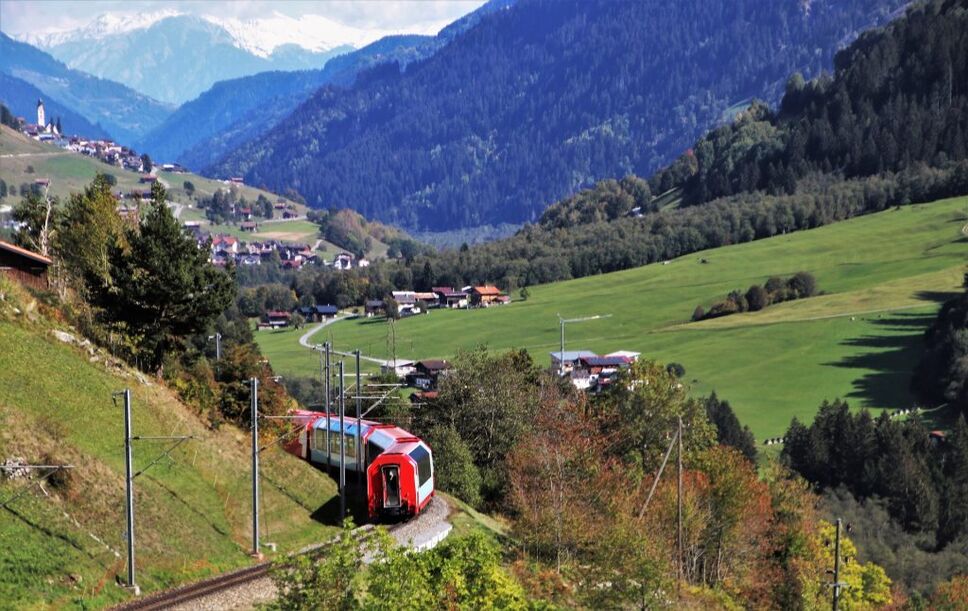 Train and mountains