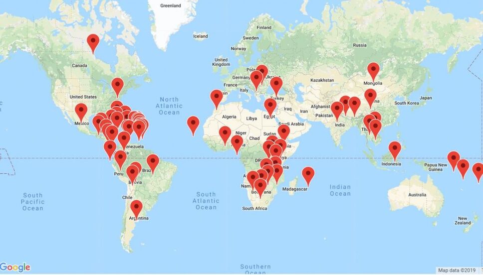 Pack for a Purpose locations map
