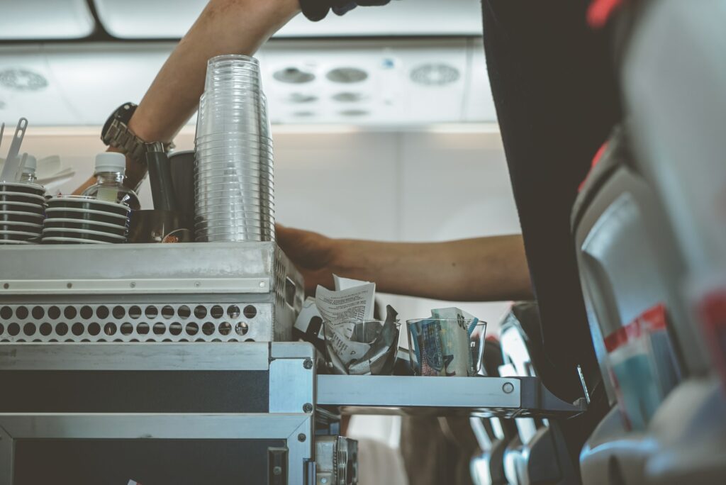 drinks cart on plane