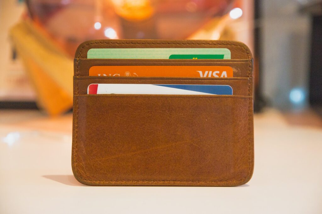 a small wallet full of credit cards