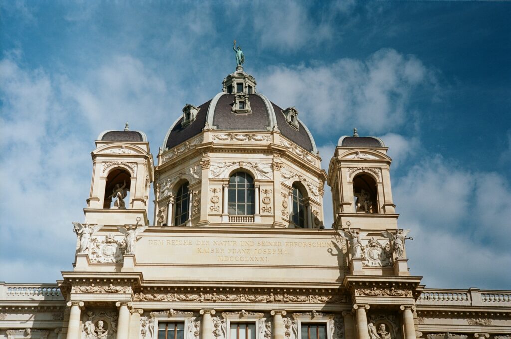 Exterior of the natural history museum in Vienna, Austria on a sunny day