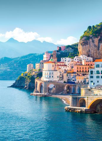 Cliffside towns along the Mediterranean Sea - an idyllic destination for Explora Cruises.

